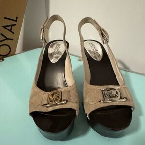 Michael Kors Beige Wedge Sandals